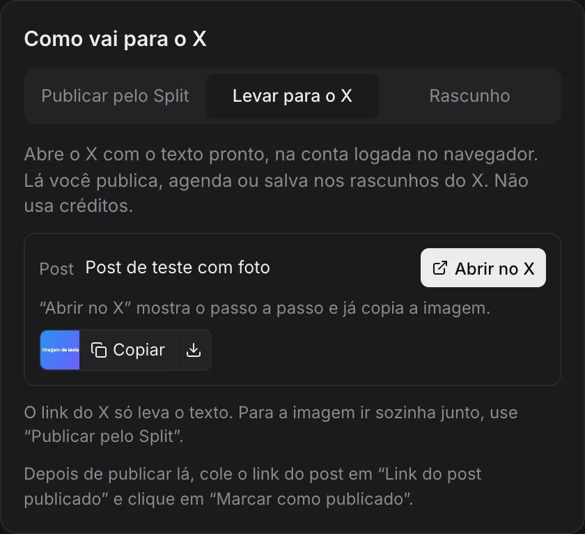 Passo a passo para levar o post ao X