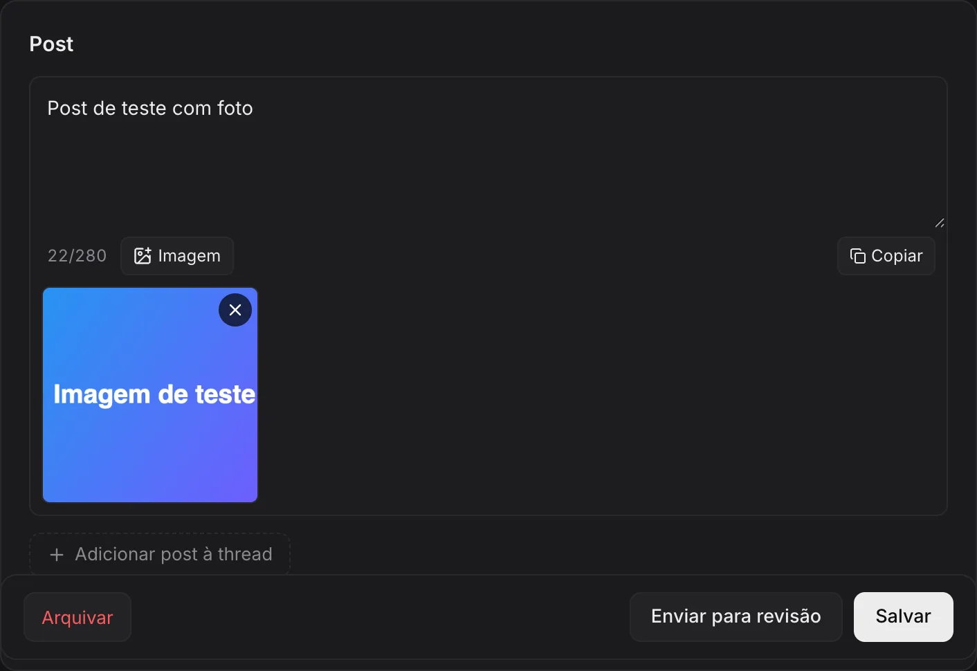 Editor de post com imagem